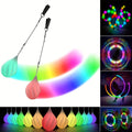 LED Poi Balls-2021 Upgraded Soft Spinning Glow Poi for Beginners And Professional Rainbow Fade And High Strobe Spinning LED Glow Balls Light Up Balls 1x Pair Glow Poi Balls