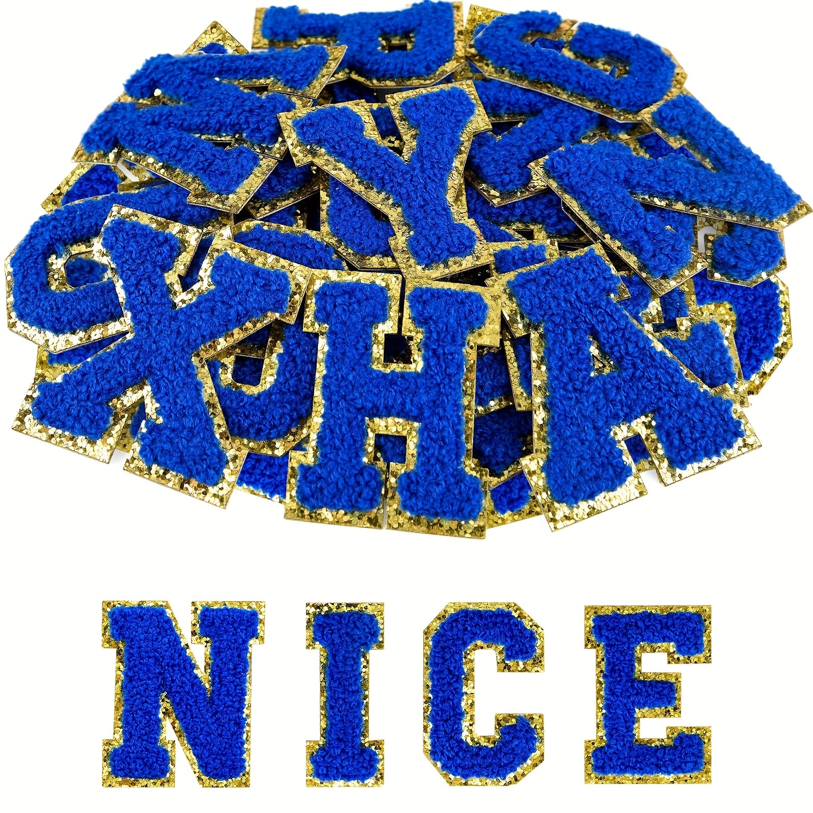 26pcs Self Adhesive Letter Patches Chenille Letters Stickers, A-Z Embroidered Applique Patches Alphabet Cloth Patch for Clothes, Bags, Hat, Phone Case, DIY Accessories