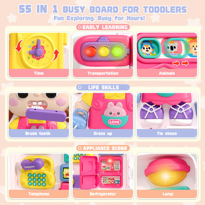 Toddler Toys for 18months Baby Toys, Musical Baby Busy Board, Early Educational Toy for Toddlers, Motor Skills Developmental Toy for 18months, Birthday Gift for Baby