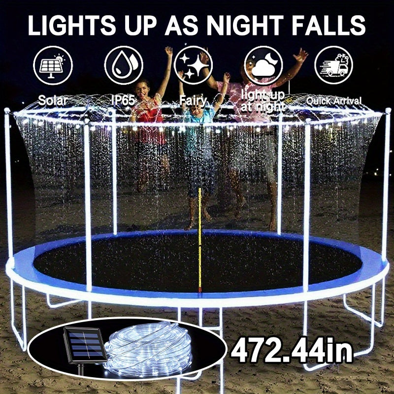 Solar Powered LED Trampoline Lights Colorful, Outdoor Rope Lights, 8 Lighting Modes, IP65 Solar Powered Outdoor Lights for 8-16 Feet Trampolines, Commercial Street And Area Lighting