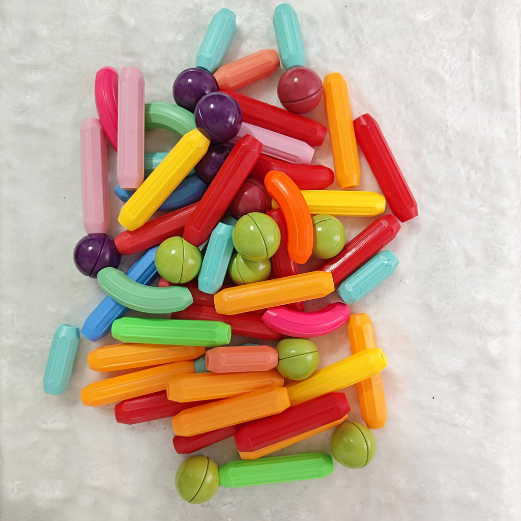 58/28-Piece Creative Magnetic Building Sticks Set, Can Build Various 3D Structures, Stimulate Children's Imagination, Creativity And STEM Skills, Suitable for Family, Classroom And Group Play.