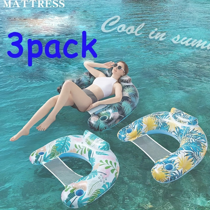 Premium Inflatable Pool Lounge Chair for Adults - Heavy Duty PVC Float with 2 Secure Cup Holders & Ergonomic Support, 2025 Leak-Proof Design, Inflatable Pool Accessorie, Inflatable Pool Toy, Inflatable For Pool, Floatie For Pool