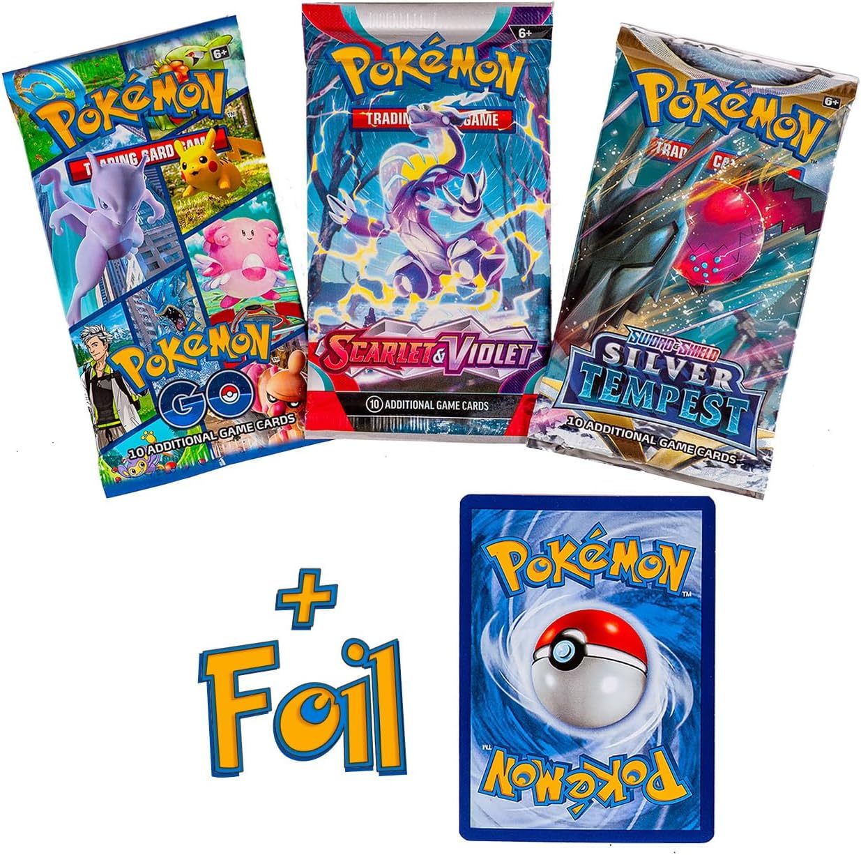 Pokemon TCG: 3 RANDOM Booster Packs & 1 Random Foil | Includes 3 Booster Packs of Random Cards & 1 Individually Packed Foil Card.