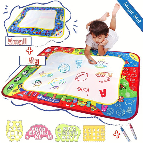 Children's Water Drawing Mat Set with 2 Water Pens - Reusable, Mess-Free, Large Size, Interactive with Parents, Safe Materials