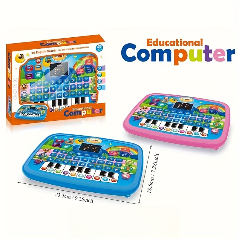 Kids Multifunctional Tablet Learning Machine with Alphabet, Numbers, Music, Animals And Piano Keys, Educational Toy for Ages 3+, Durable Plastic, Battery Operated (Batteries Not Included), Blue And Pink