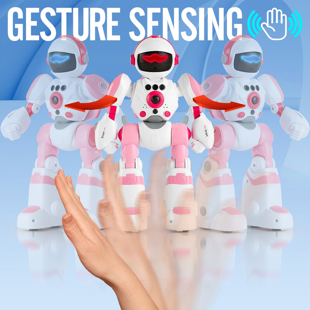 Voice Control Robot Remote Control Robo Toys Infrared RC Robots with Gesture Control LED and Voice Interactive Intelligent Warriors as Gift for Kids