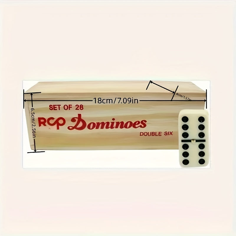 Double 6 Dominoes Set - Classic Family Game Night, Smooth End 28pcs Set in Stylish Wooden Case Perfect for Gatherings And Fun-Filled Evenings
