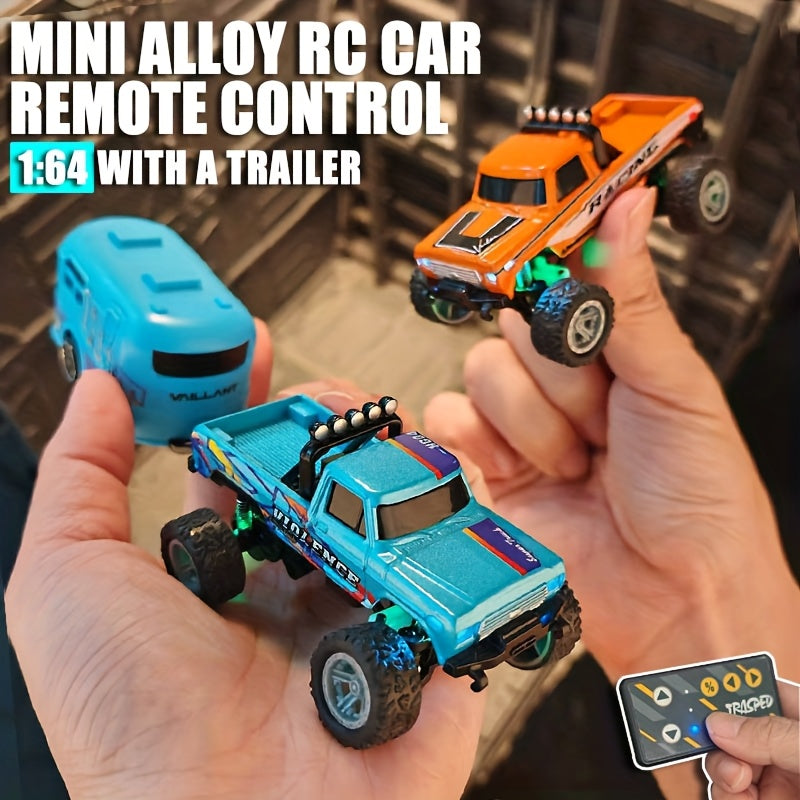 1:64mini RC Truck, Scale Remote-controlled Alloy Toy, 2.4GHz Off-Road Alloy Truck, Monster Off-road Pickup Truck For Boys, Tabletop Decoration, Birthday Gift, Christmas Gift, New Year Gift, With Body Lights And Headlights.Rock Crawler Toy