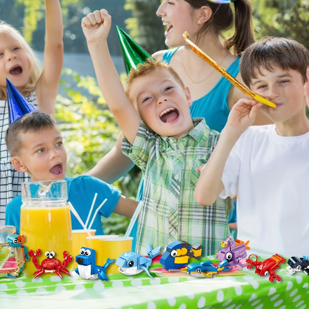 30pcs Pack Ocean Building Blocks Toys Suitable for Kids, Boys & Girls - Mini Marine-Themed Bricks with Blocks, Building Set for Birthday Party Favors, Classroom Prizes, Stocking Stuffers & Goodie Fillers