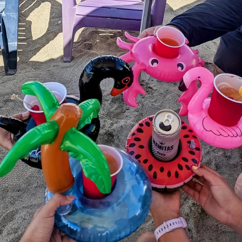 15 Pack Inflatable Drink Holders/Floats - Flamingo Pool Cup Coasters, Inflatable Floating Beer/Water Holders for Swimming Pool Parties, Hot Tubs, Lake & Beach Outfits - Easy Setup & Portable for s/