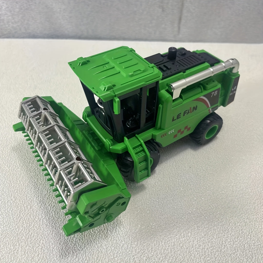 Agricultural Engineering Vehicle Simulation Model, Green Inertia Toy Wheat Harvester, Battery-Free Design, Suitable for Boys And Girls Aged 3 And Up