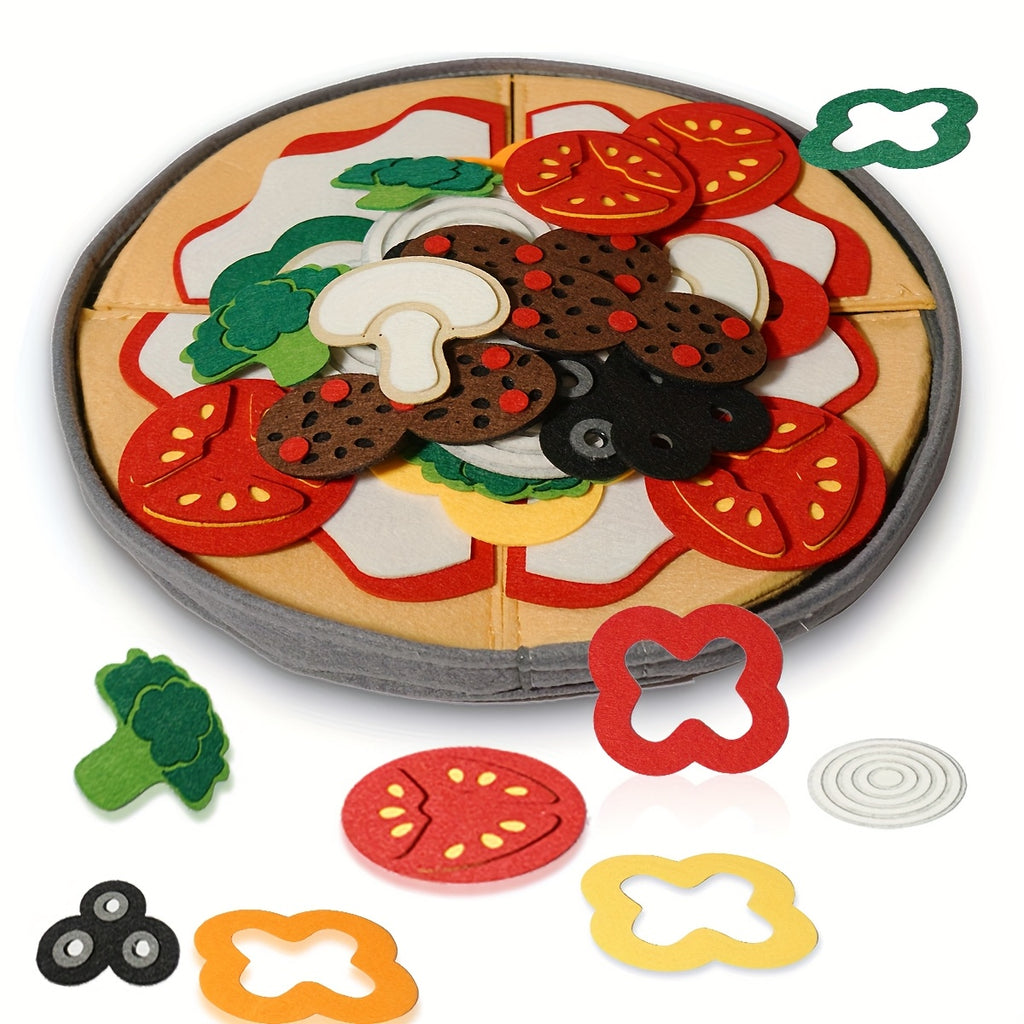41pcs Youngsters's Pizza Toy Set, Felt Kitchen Pretend Play Food Game, Flannel Vegetable House Game for Parent-Youngsters Interaction, Suitable for Boys and Girls as a Gift