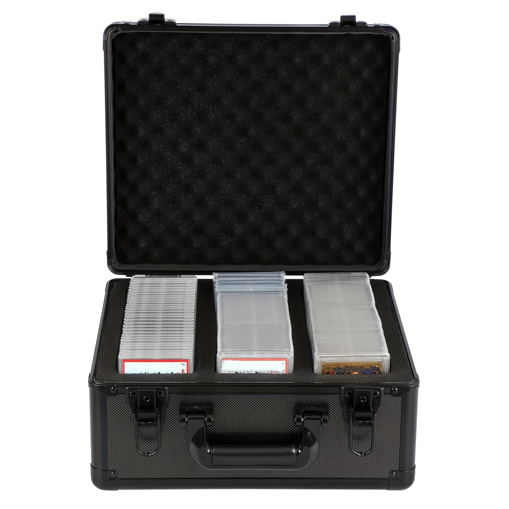 1pc-Three Compartments For PSA/BGS/FGS/SGC Trading Card Slabs-Card Brick Case- Size 13.5in* 11.5in* 7.1in Premium Graded Card Black Storage Box - Protects Slabs And Sleeved Cards For Collectors-Trading Card Storage Box, Carrying Case, Sports