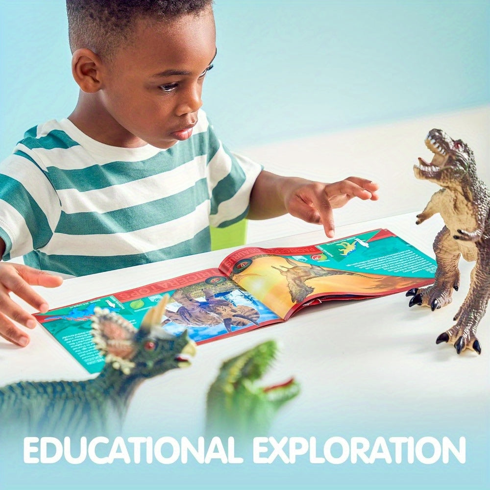 6pcs Large Dinosaur Figures with Educational Book, Jumbo Soft Dinosaur Toys for Toddlers 1+Years Old, Realistic Dinosaur Playset for Kids, Perfect Gift for Boys & Girls, for Christmas Party And Christmas Toys