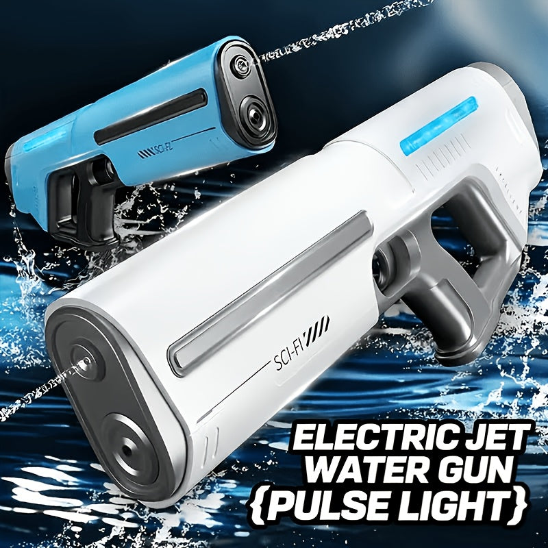Auto-filling Electric Water Gun, Pulse Jet Water Gun with LED Light Show, 40-foot Long-range Fast Shooting Water Gun, USB Rechargeable Large-capacity Water Gun, Suitable for Children and Adults, Adult Water Gun Is Suitable for Swimming Pool Beach