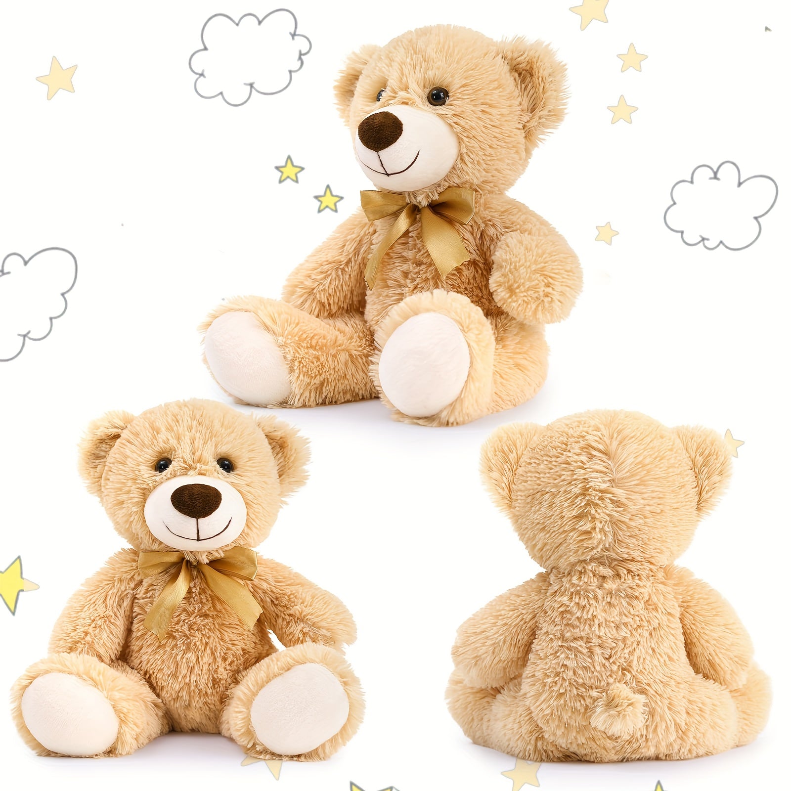 Set of 8 Teddy Bears for Children, 11 Inches Tall, Ideal for Baby Shower Decorations And Gifts, Available in Bulk for Party Favors