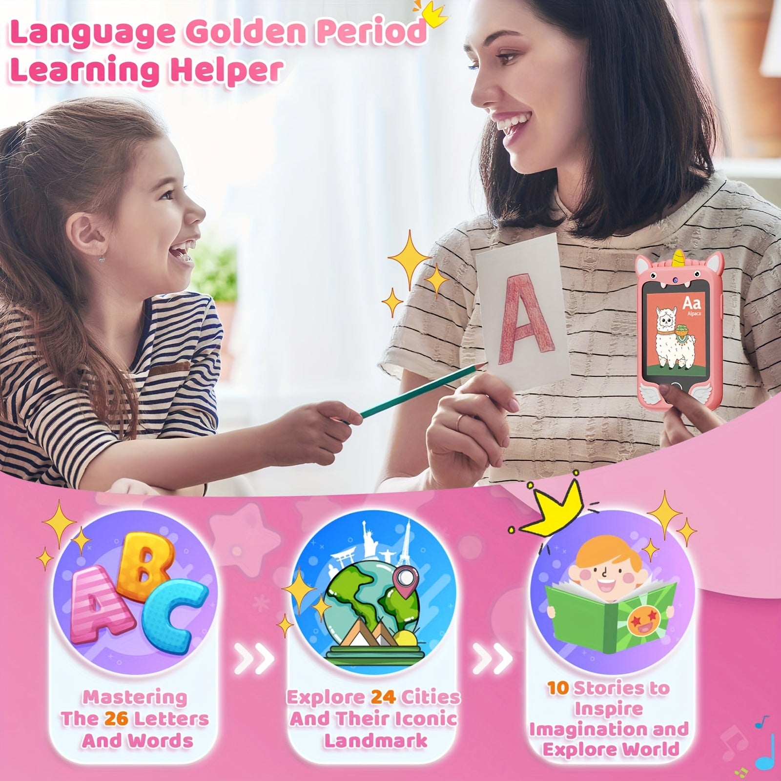 Kids Phone Toys, Touchscreen HD Dual Camera Cell Phone for Kids with 25 Games, Birthday Gifts Dinosaur Play Phone for Boys 3-10, Travel Toy with 8GB SD Card Easter Day Halloween Christmas Gift