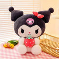 Sanrio Hello Kitty 9.84inch, a Sitting Posture Holding Strawberry Kulomi Melody Plush Toy, Decompression Toy, Home Decoration Ornament, Doll for Girlfriend's Ideal Choice, Perfect Birthday Gift, Holiday Gift