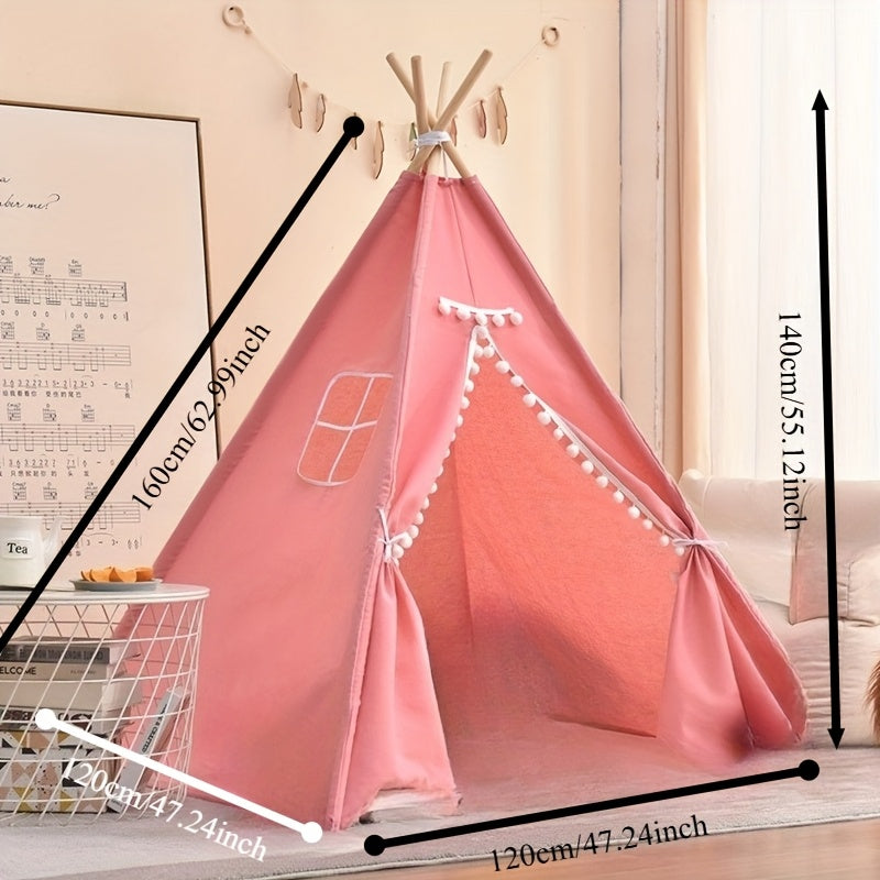 Teepee Tent, Indoor/Outdoor Play Tent Suitable for Nordic Conical Family Princess Small House, Washable Tent for Birthdays And Holidays, Christmas And Halloween (Without Padding)