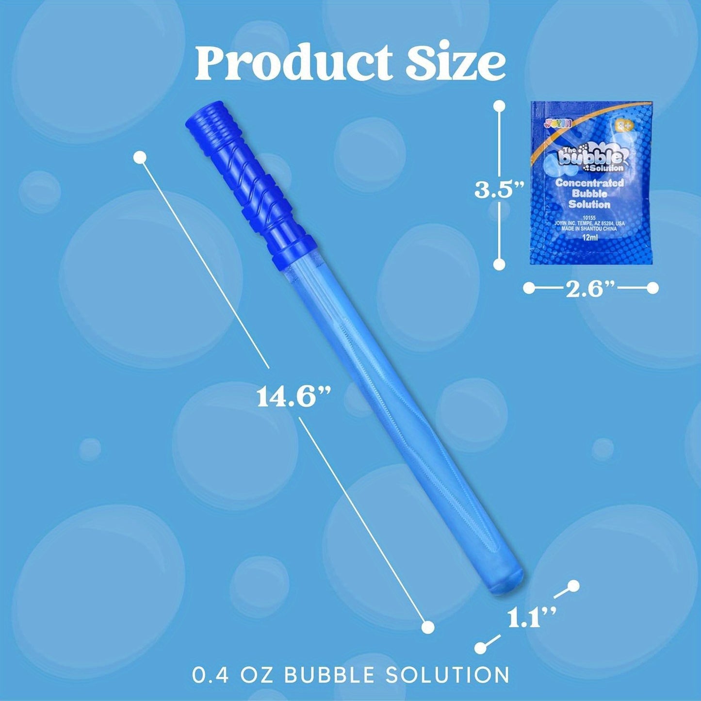 JOYIN 14.6" Big Bubble Wands for Kids, 1 Dozen Bubble Wand Bulk with Refill Solution for Summer Toy Party Favor, Outdoors Activity, Easter Basket Stuffers, Birthday Gift