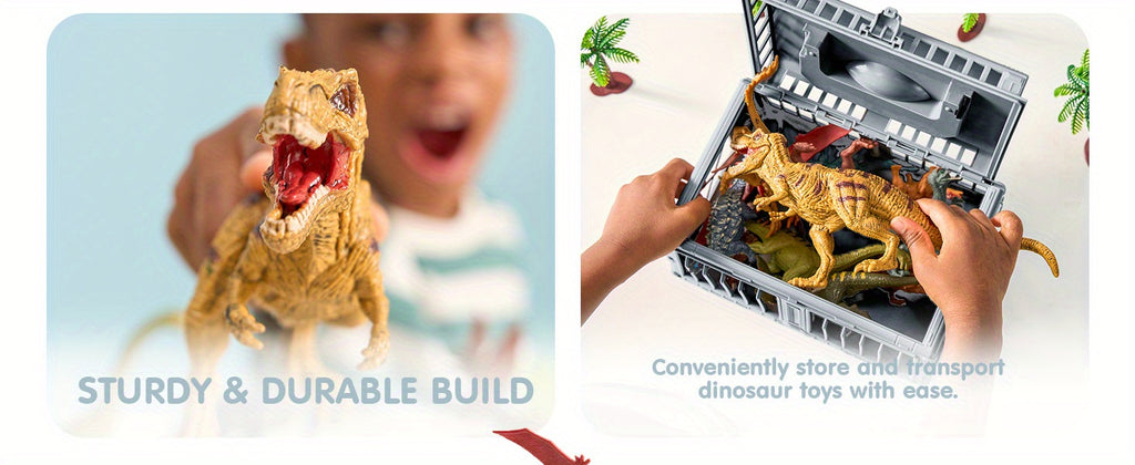 19pcs Dinosaur Toys for Kids Ages 3+ with Activity Play Mat & Storage Cage - Realistic Dinosaur Figures, Trees Playset for Children, Boys & Girls Gift, Multi-Item Party Favor Packs for Children, Perfect Christmas Gifts