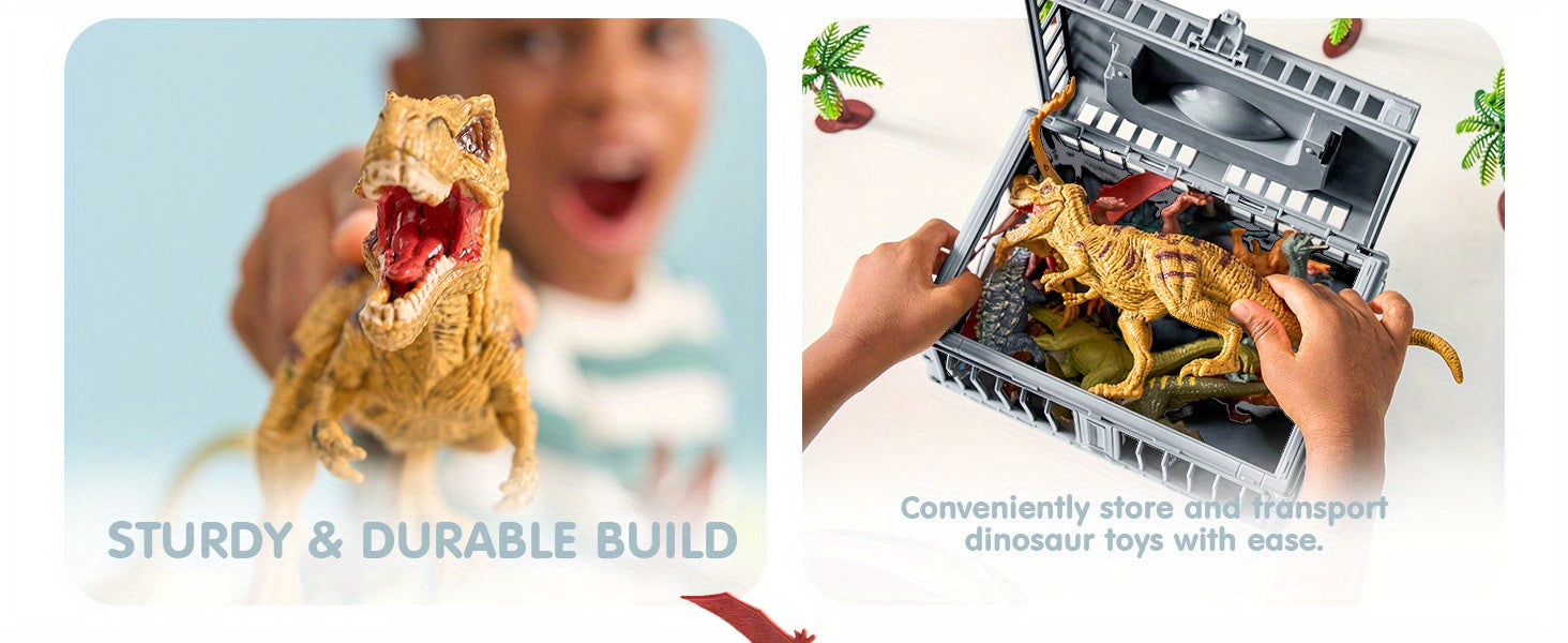 19pcs Dinosaur Toys for Kids Ages 3+ with Activity Play Mat & Storage Cage - Realistic Dinosaur Figures, Trees Playset for Children, Boys & Girls Gift, Multi-Item Party Favor Packs for Children, Perfect Christmas Gifts