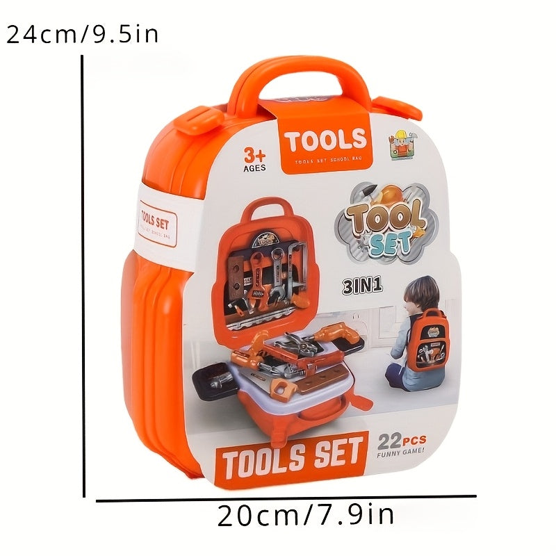 A 22pcs Toy Backpack Set Designed for Boys, Featuring Pretend Home Repair Tools. Perfect for Christmas And Halloween Gifts, on for Toys