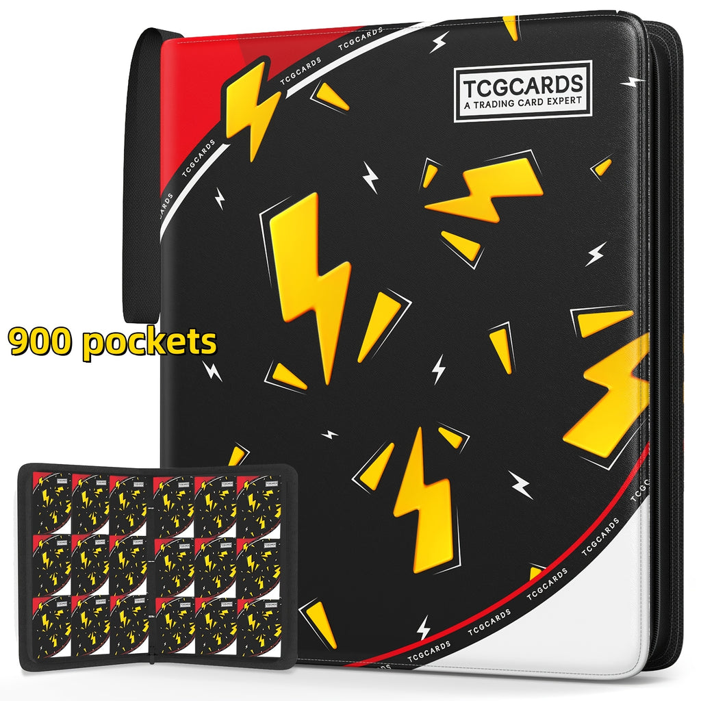 900 Pocket-Sized Trading Card Storage Binders, Featuring 9 Slots And Including 50 Removable Protective Sleeves, Designed with a Three-Ring Zipper, Suitable for Magic: The Gathering, Trading Card Games, And Sports Collectible Albums