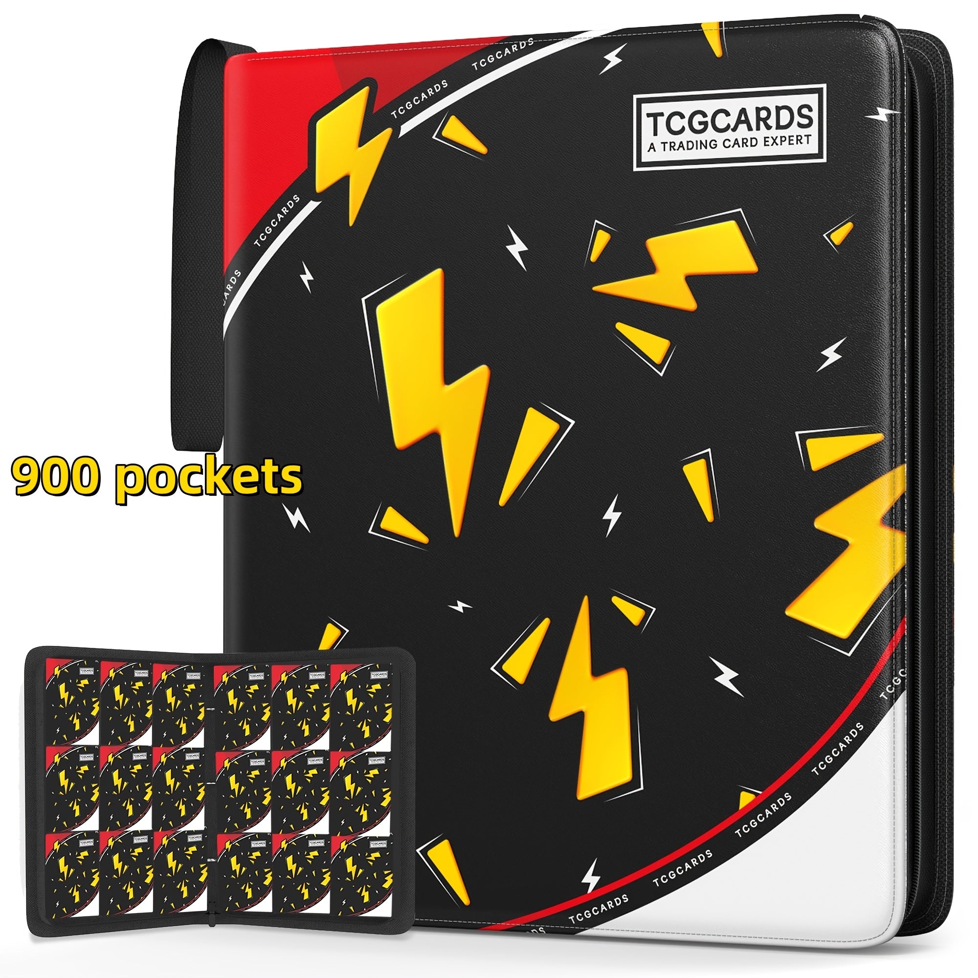 900 Pocket-Sized Trading Card Storage Binders, Featuring 9 Slots And Including 50 Removable Protective Sleeves, Designed with a Three-Ring Zipper, Suitable for Magic: The Gathering, Trading Card Games, And Sports Collectible Albums