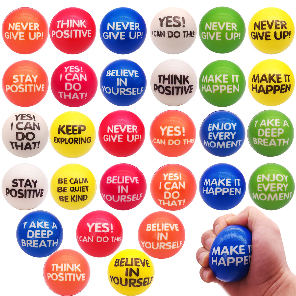 [Inspirational Sponge Balls] 30-Pack Inspirational Slogan Sponge Balls | 6.3cm Diameter, Classroom, Office, Team Building, Encouragement Reward, Creative Fun Hand Fitness Relaxation Ball, Party Event, Christmas Gift
