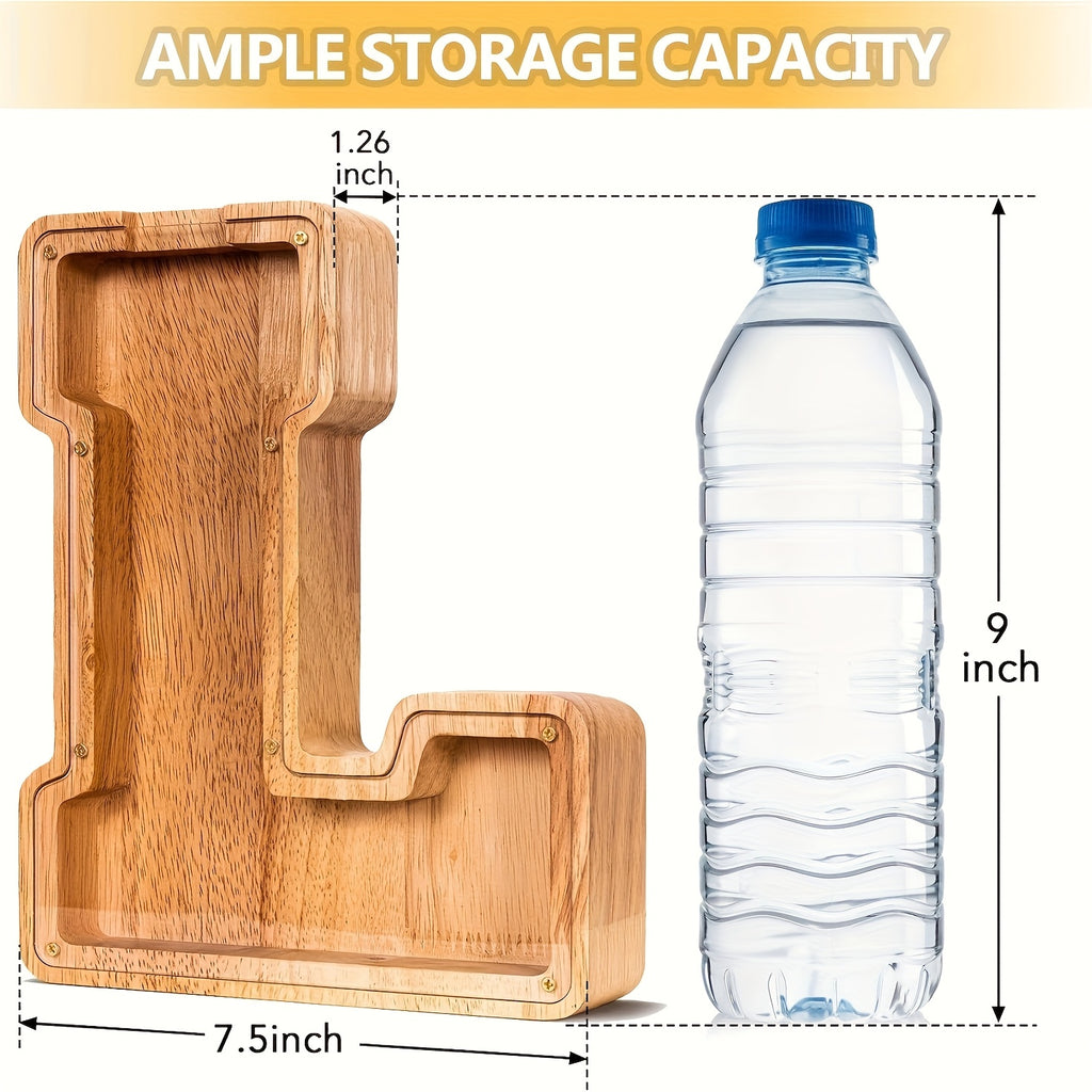 26 Wooden Letter Penny Bank, Penny Bank for Adults, Alphabet Money Bank, Safe & Durable Savings Box Coin Bank Birthday Gift