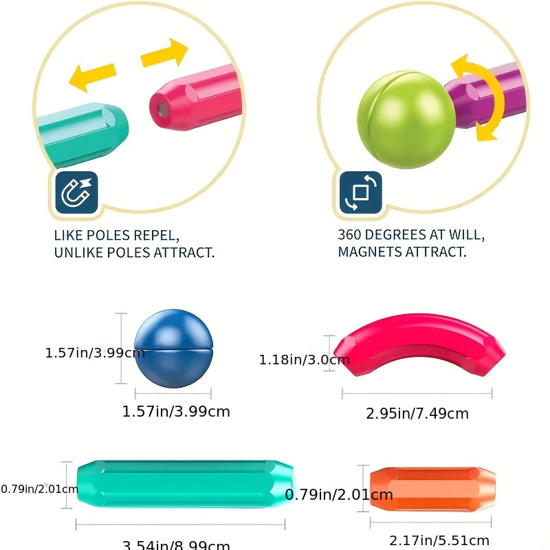 58/28-Piece Creative Magnetic Building Sticks Set, Can Build Various 3D Structures, Stimulate Children's Imagination, Creativity And STEM Skills, Suitable for Family, Classroom And Group Play.