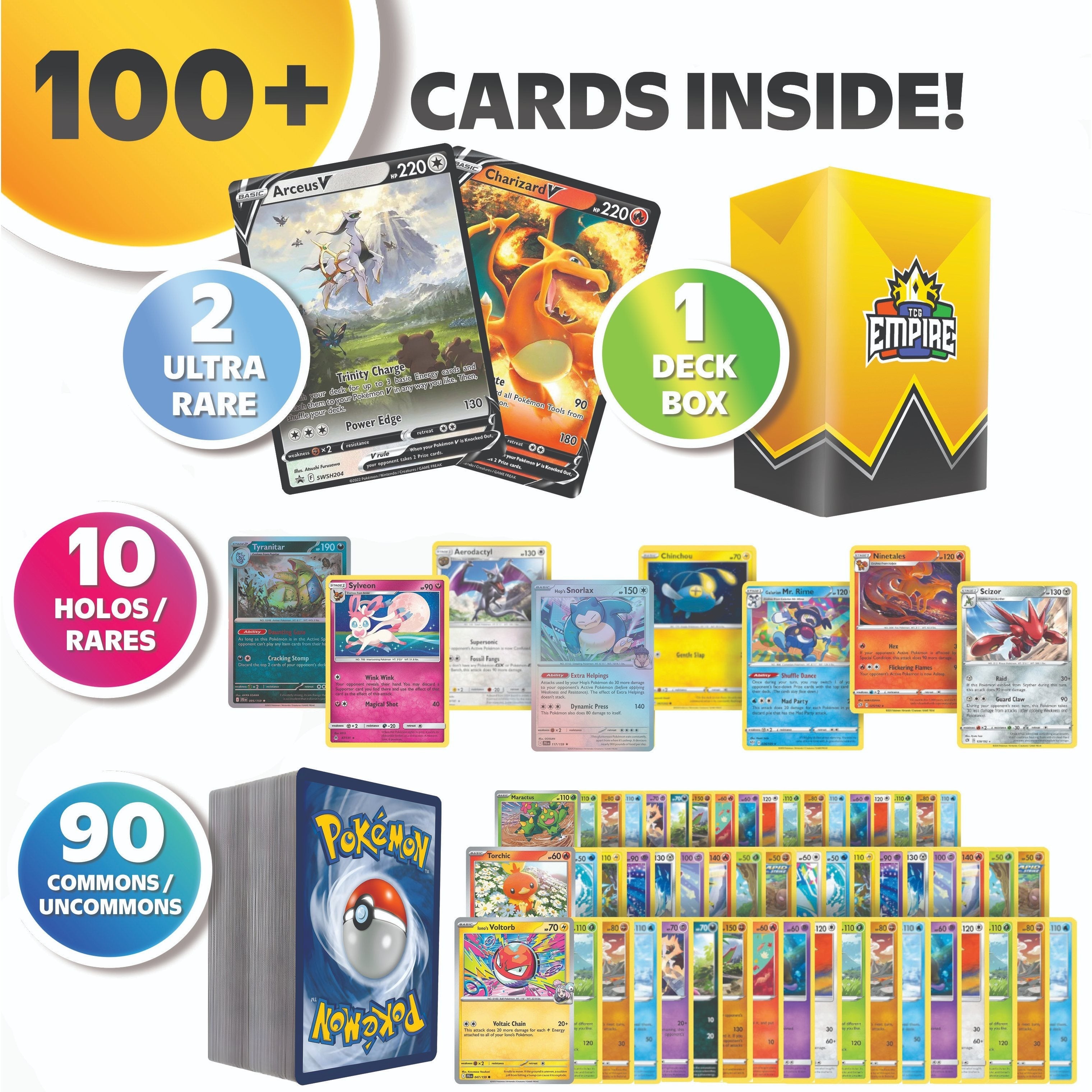 100 Pokémon Cards Double Power Ultra Rare Battle Bundle | 100+ Pokemon Cards | 2x Double or Ultra Rares Guaranteed! | Holos & Rares Included! | Perfect Giftable for Kids & Collectors!