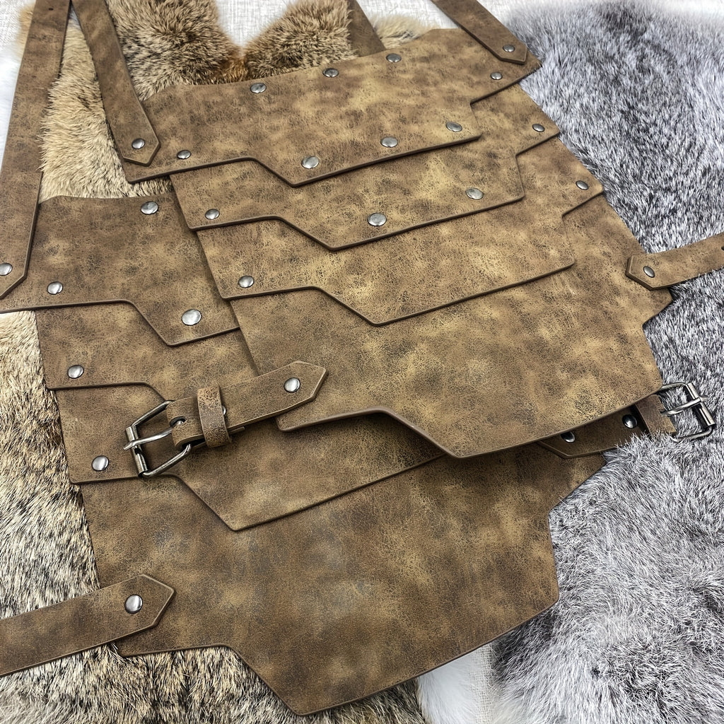 Medieval Retro Warrior Faux Leather Double Shoulder Armor for Halloween COSPLAY Props Men & Adults