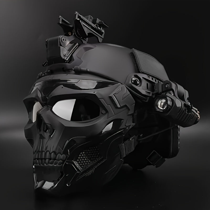 FAST Tactical And Skull Mask Set with Enhanced ABS, Adjustable Knob for CS Paintball Outdoor Activities Maximum Protection for Paintball, Hunting!Cosplay Photo Props, Bar Club Rave Party Supplies, Gift & Collection, Halloween Music Festival