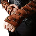 Medieval Embossed Faux Leather Elf Arm Guards, Fantasy Cosplay Buckle Bracers, Knight Archer Gauntlets for LARP