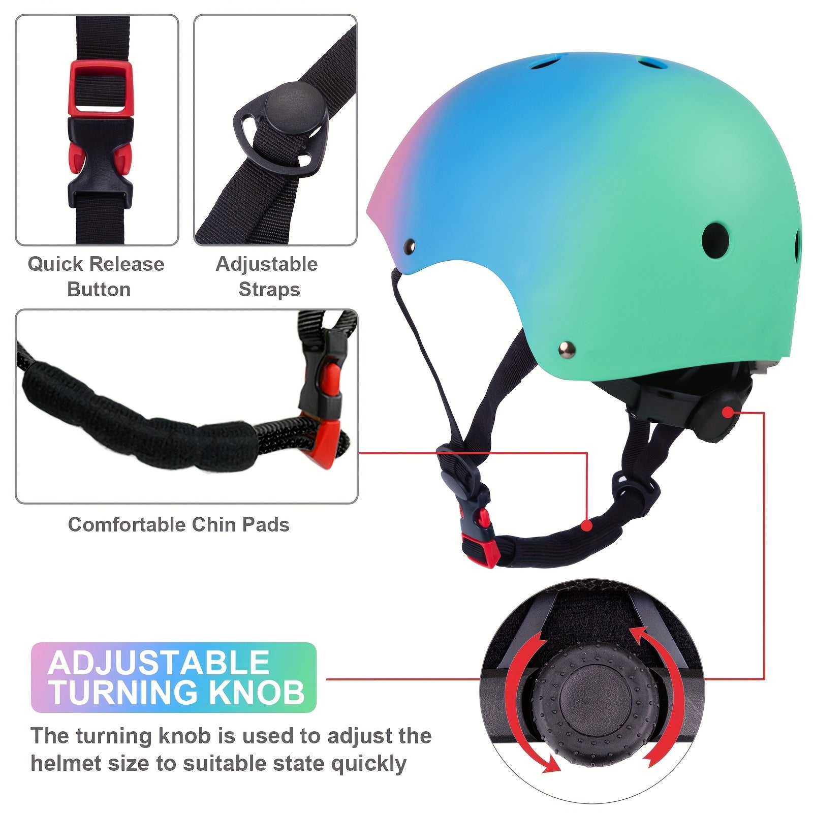 Lightweight Helmets for Children Aged 5 And Above, Suitable for Boys And Girls, Including Protective Gear for Various Sports. This Set Features a Bike Helmet Along with Knee And Elbow Pads for Safety While Cycling