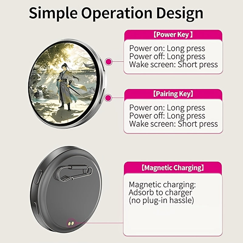 2026 New Electronic Badge with Display, Dynamic Touch, High Frame Rate, 600mAh Battery Life, 6.0 Bluetooth, USB Magnetic Charging, Anime Brooch & Digital Badge Compatible with Anime Fans to Wear On Occasions, Cosplay And Concerts