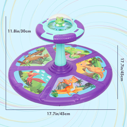 Dinosaur Sit And Spin Toy For Toddlers Girls Ages 18M+, Birthday Gift For Toddler, 360° Spin Seat Indoor Interactive Sensory Toy With Music