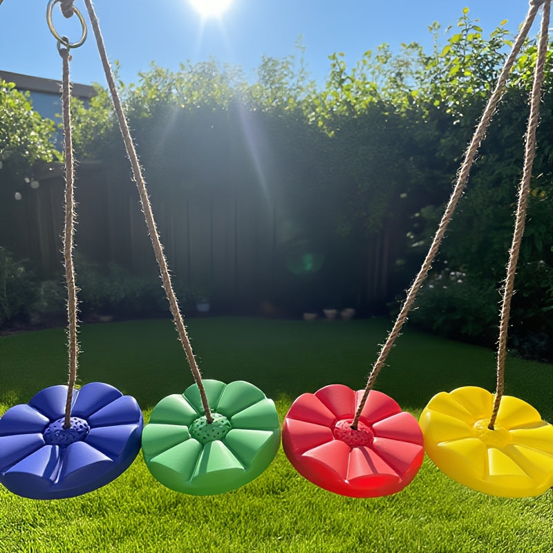 [Outdoor Fun Swing] Single-Person Thickened Swing, Outdoor Fitness Petal-Shaped Fun Swing, Diameter 11.8 Inches, Rope Length 78.7 Inches, Suitable for Playgrounds/Backyards