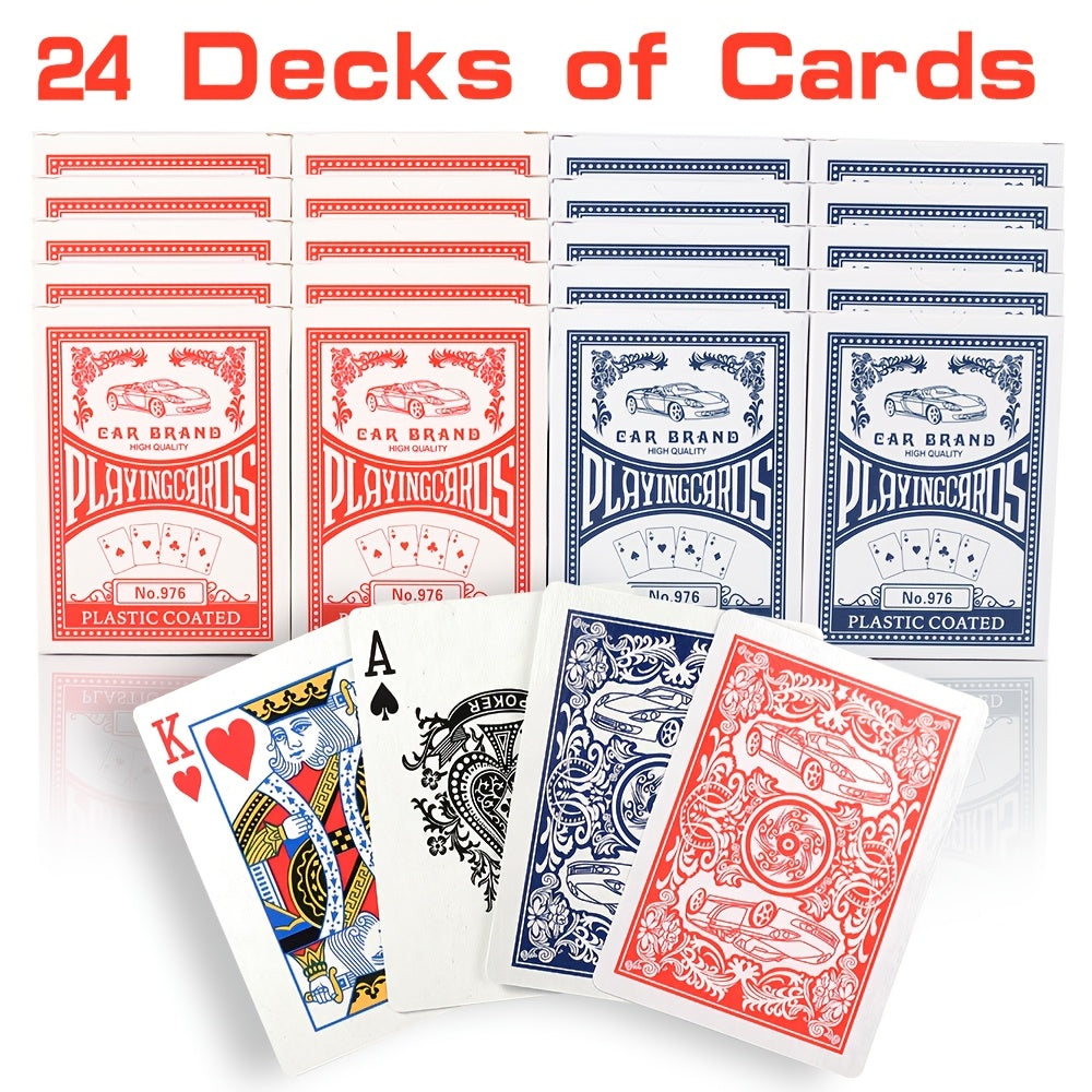 24/12/6 Decks Of Premium Playing Cards - 21 Points, Euchre And Canasta Standard Index, - Standard Size (2.5" X 3.5"), Durable Coated Cardstock In Blue & Red, for Family, Parties, And Christmas Game