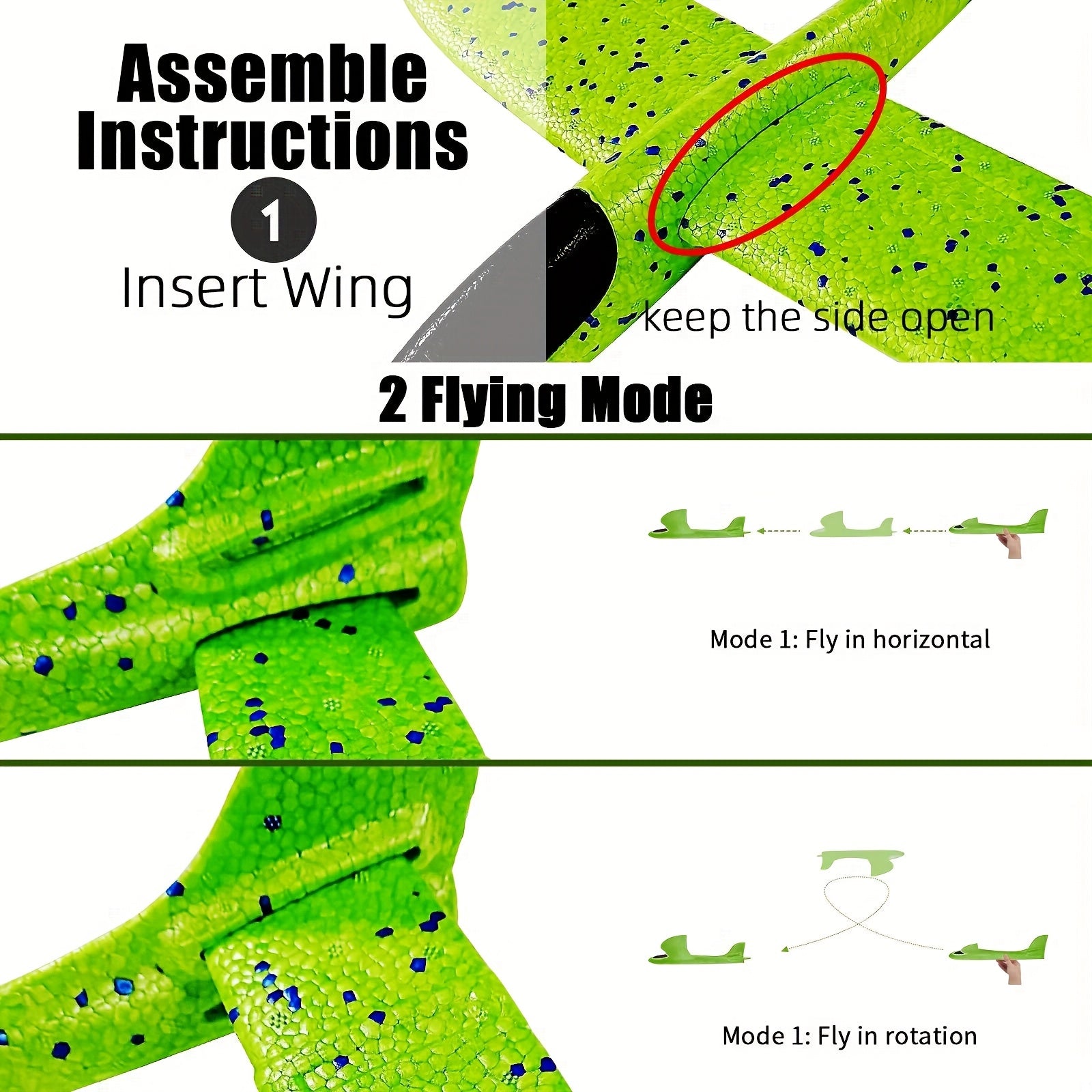 4 6pcs Airplane/flying Toy, 17.5-inch Large Throwing Foam Plane/glider, 2 Flying Modes, Birthday Gift 3 4 5 6 7 8 9 10 11 12-year-old Boy, Outdoor Sports Game Toys