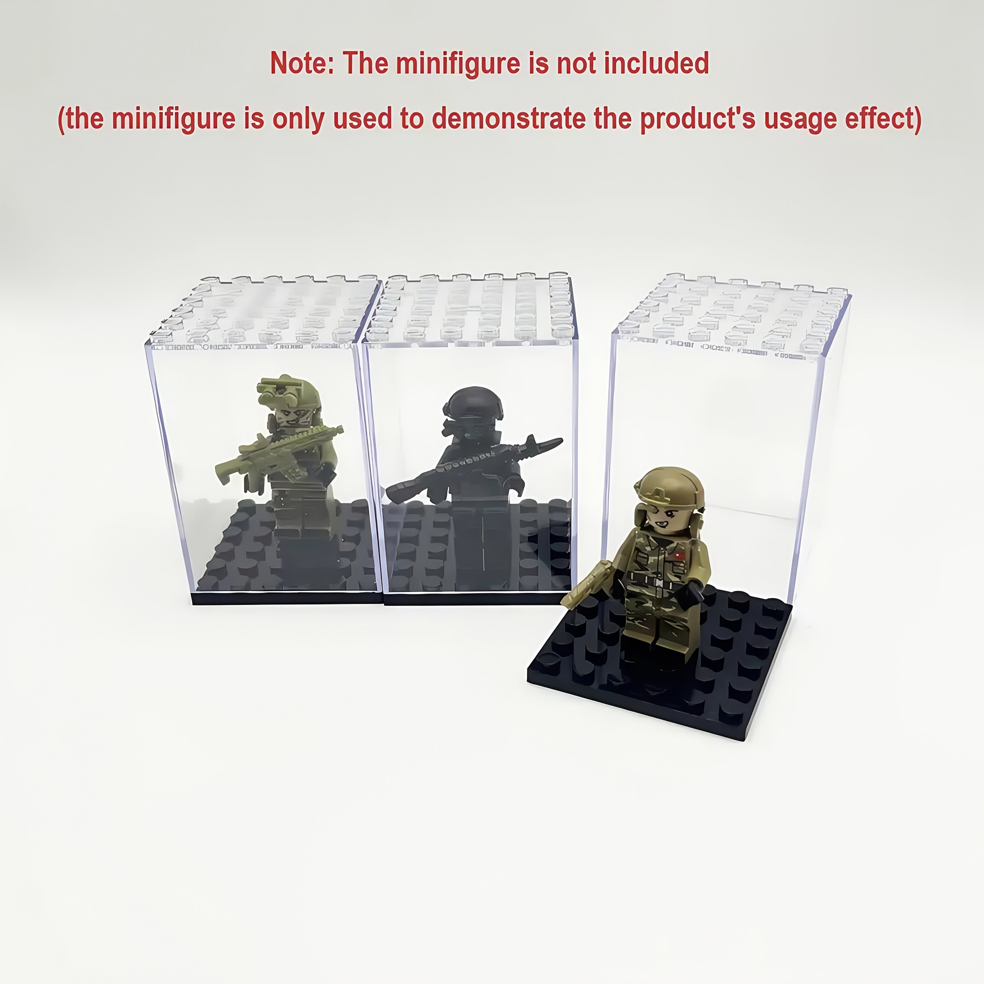 20pcs Minifigure Display Case Set - Clear Acrylic Stackable Storage Boxes for Action Figures, Collectibles & Building Blocks (2.7×1.9×1.9 Inch) - Small Toy Organizer with Dustproof Design