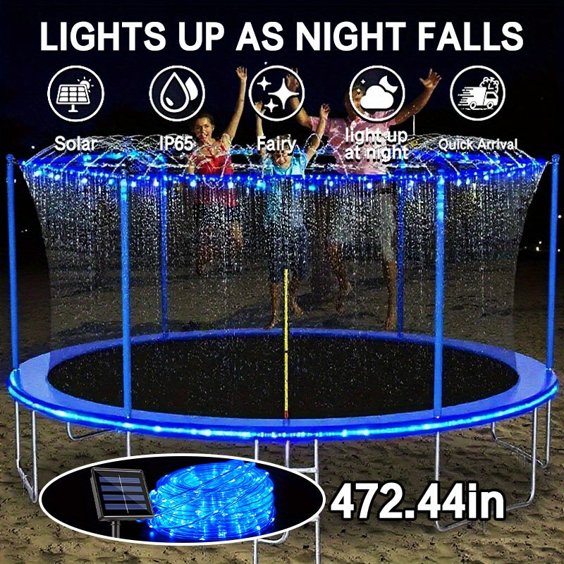 Solar Powered LED Trampoline Lights Colorful, Outdoor Rope Lights, 8 Lighting Modes, IP65 Solar Powered Outdoor Lights for 8-16 Feet Trampolines, Commercial Street And Area Lighting