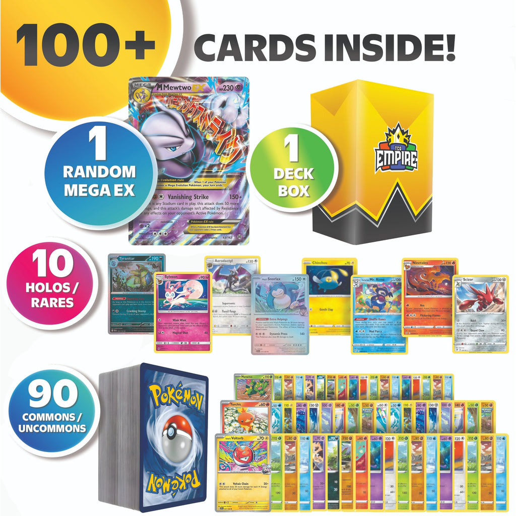 Pokemon MEGA EX Battle Bundle | 100+ Pokémon Cards | 1x Guaranteed Mega EX Card | Holos & Rares Included! | Perfect Gift for Kids & Collectors!