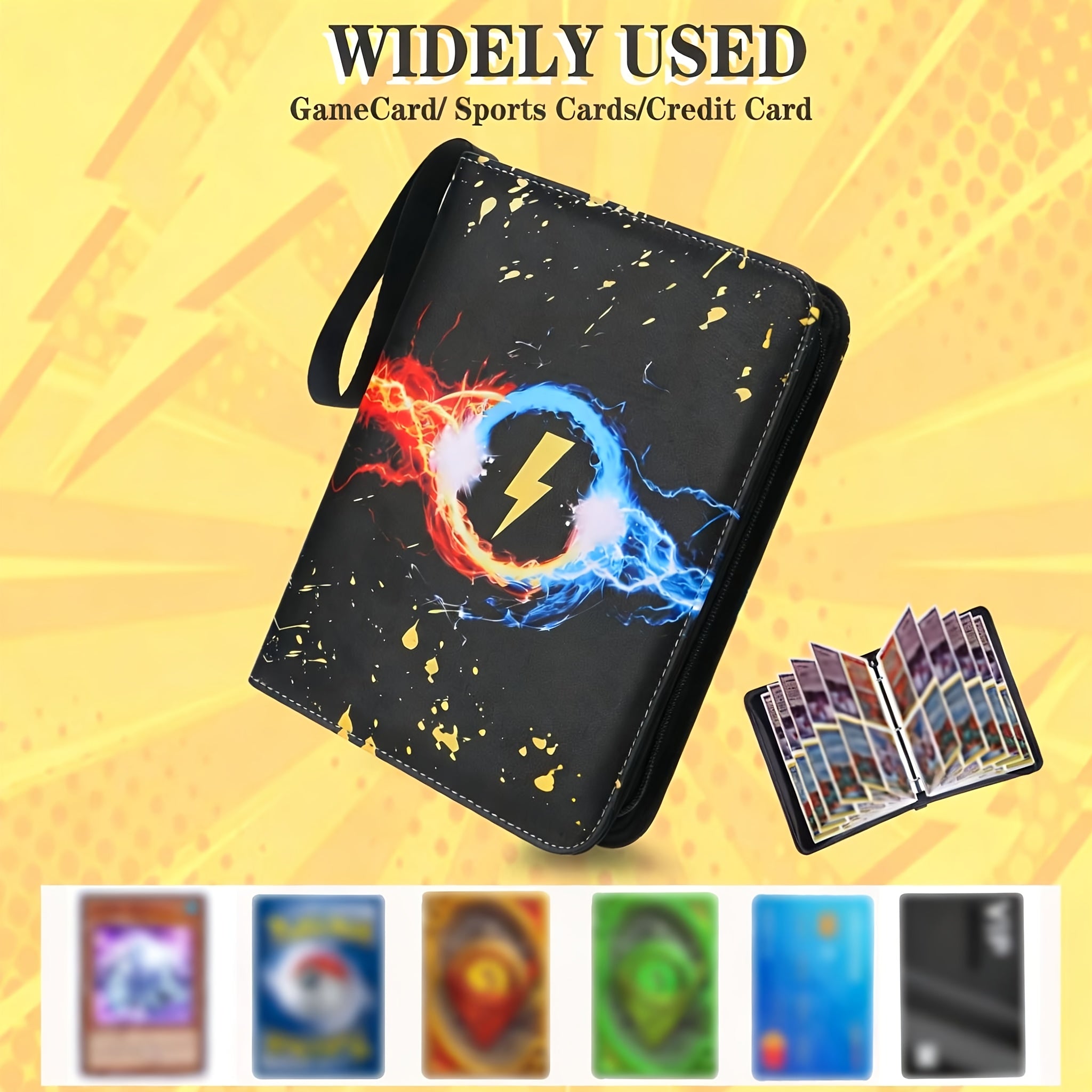 400 Cards Binder - Durable Faux Leather with Lightning Bolt Design | 400 Double-Sided Pockets, High-Quality Stitched Edges, Suitable for MTG, TCG, Sports Cards - Collectible Card Album for Adults and Teens (8+)