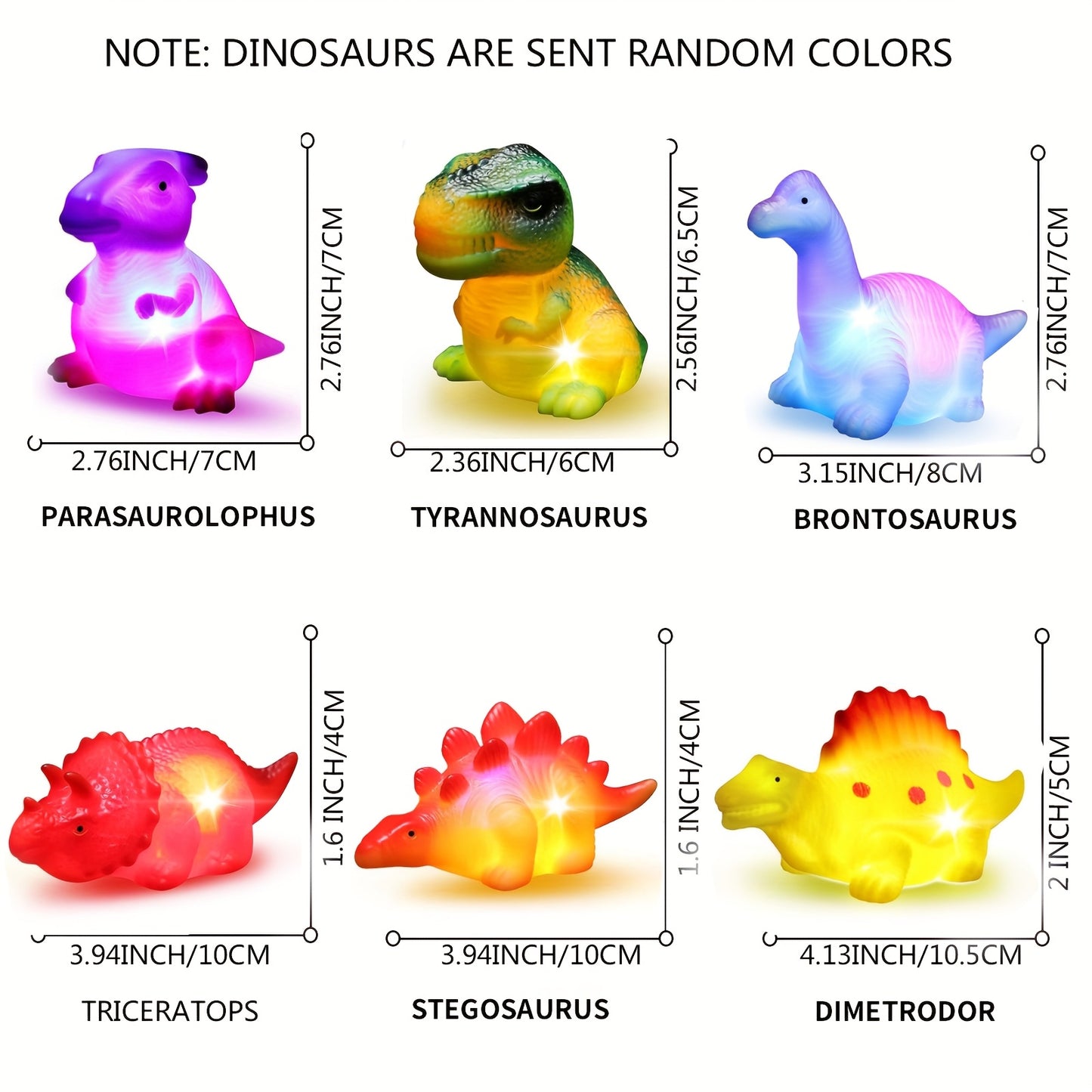 2/4/6/8/12pcs Light-Up Floating Dinosaur Bath Toys Set for Kids Child Nephew In Birthday Christmas Easter, Great Bathtub Shower Pool Bath Toy for Children Preschool Random Color