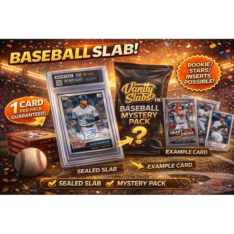 Baseball Mystery Trading Card Slabbed | Rookies, Stars, Autographs or Inserts Guaranteed! | Perfect Gift for Kids & Collectors (Topps & Panini Included)