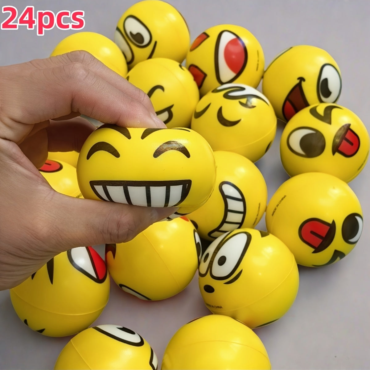 [Stress Relief Toys] 24pcs Mini Squeeze Balls With Random Facial Expression Designs Novelty Stress Relief Toys Fun And Wacky Hand Pressed Popping Toys Ideal For School Carnival Prizes Student Rewards Party Favors And Holiday Giveaways