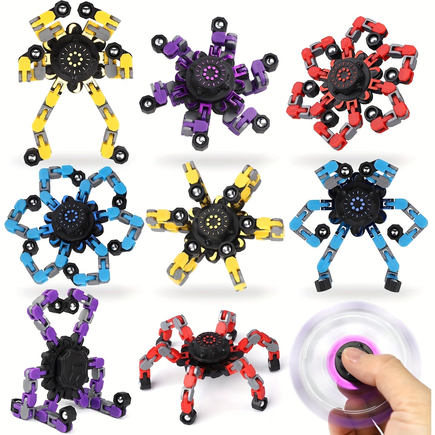 10/15pcs of Assorted Fidget Spinners, Robot Fingertip Toys, Stress-Relief Spinners, Innovative Mechanical Gyro Toys, Party Additions